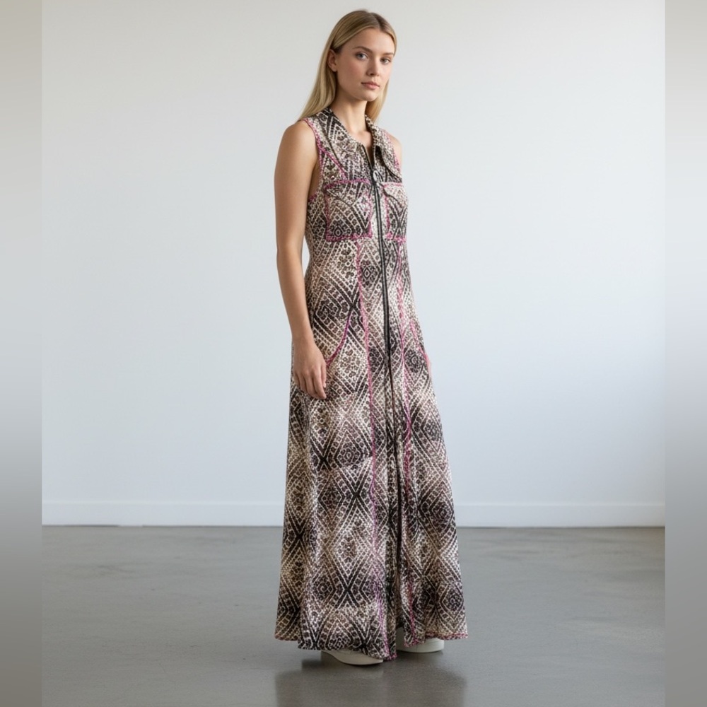 Autumn Teneyl Sleeveless Geometric Jumper with zipper closure. Made in Colorado